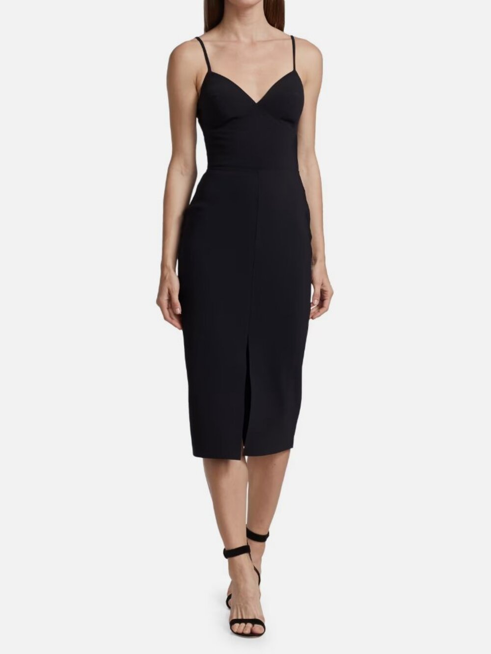 Chiara Boni Women's Black V-Neck Robe Stina Cocktail Sheath Dress Size 48